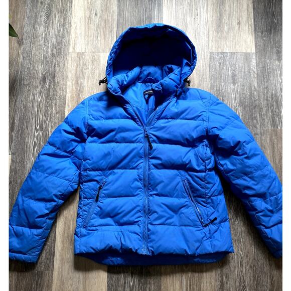 Lands End Puffer Winter Coat Blue Small Quilted Goose Down Gorpcore Outdoor 90s - Picture 2 of 9